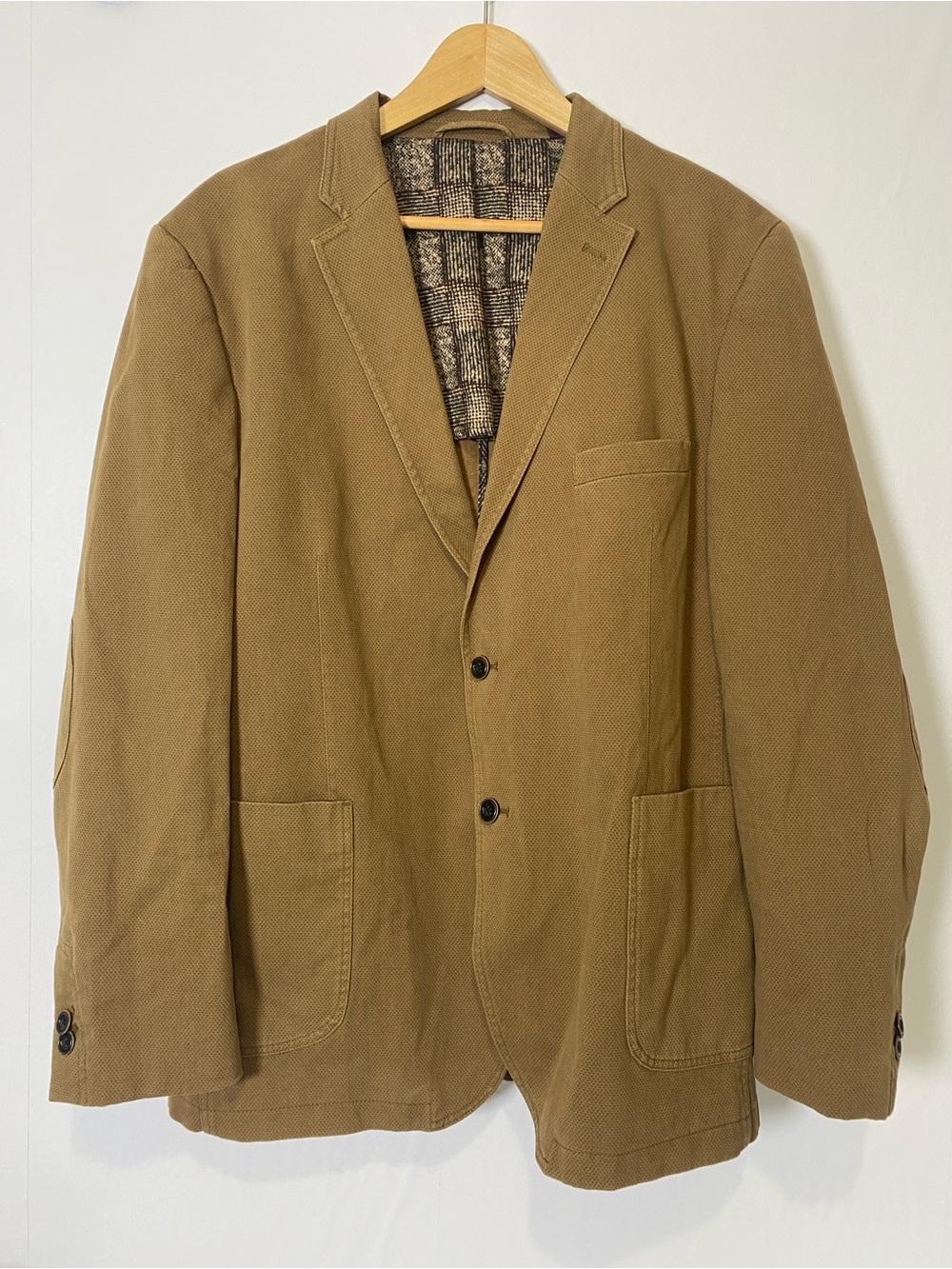 Johnston & Murphy Men's Blazer Coat XL Brown/Tan Elbow Patch Cotton Business